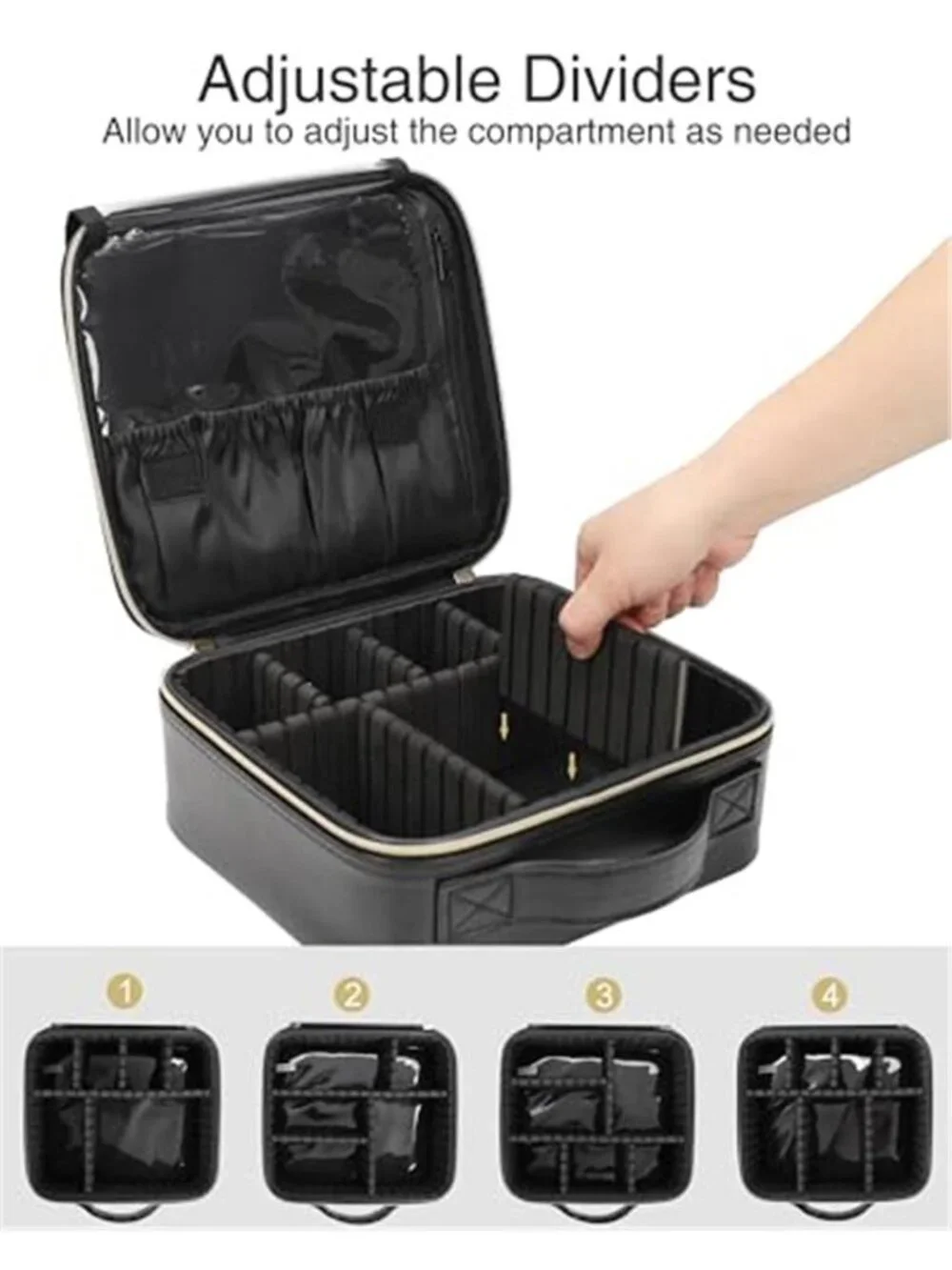 Travel Makeup Bag Organizer Cosmetic Case Adjustable Dividers Waterproof Large
